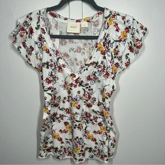 Anthropologie Tops - Anthropologie Maeve Floral Short Sleeve Top